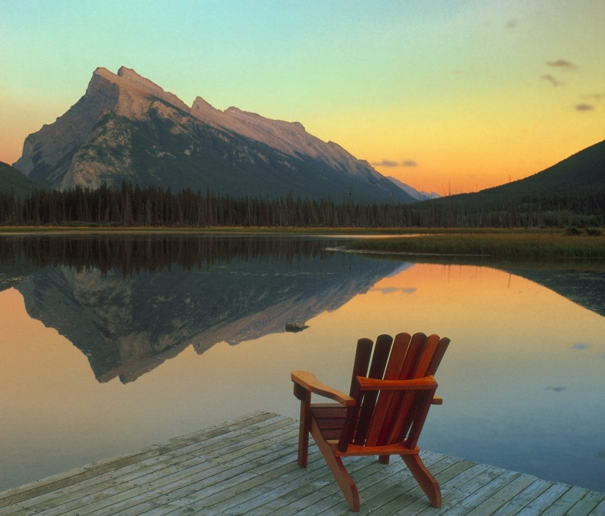 Screenshot №1 pro téma Wooden Chair With Pieceful Lake View 1200x1024