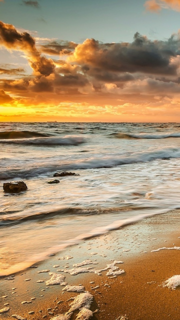 Yellow Blue Colors Of Sea Sunset screenshot #1 360x640