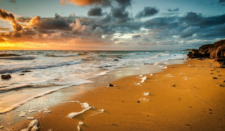 Fondo de pantalla Yellow Blue Colors Of Sea Sunset