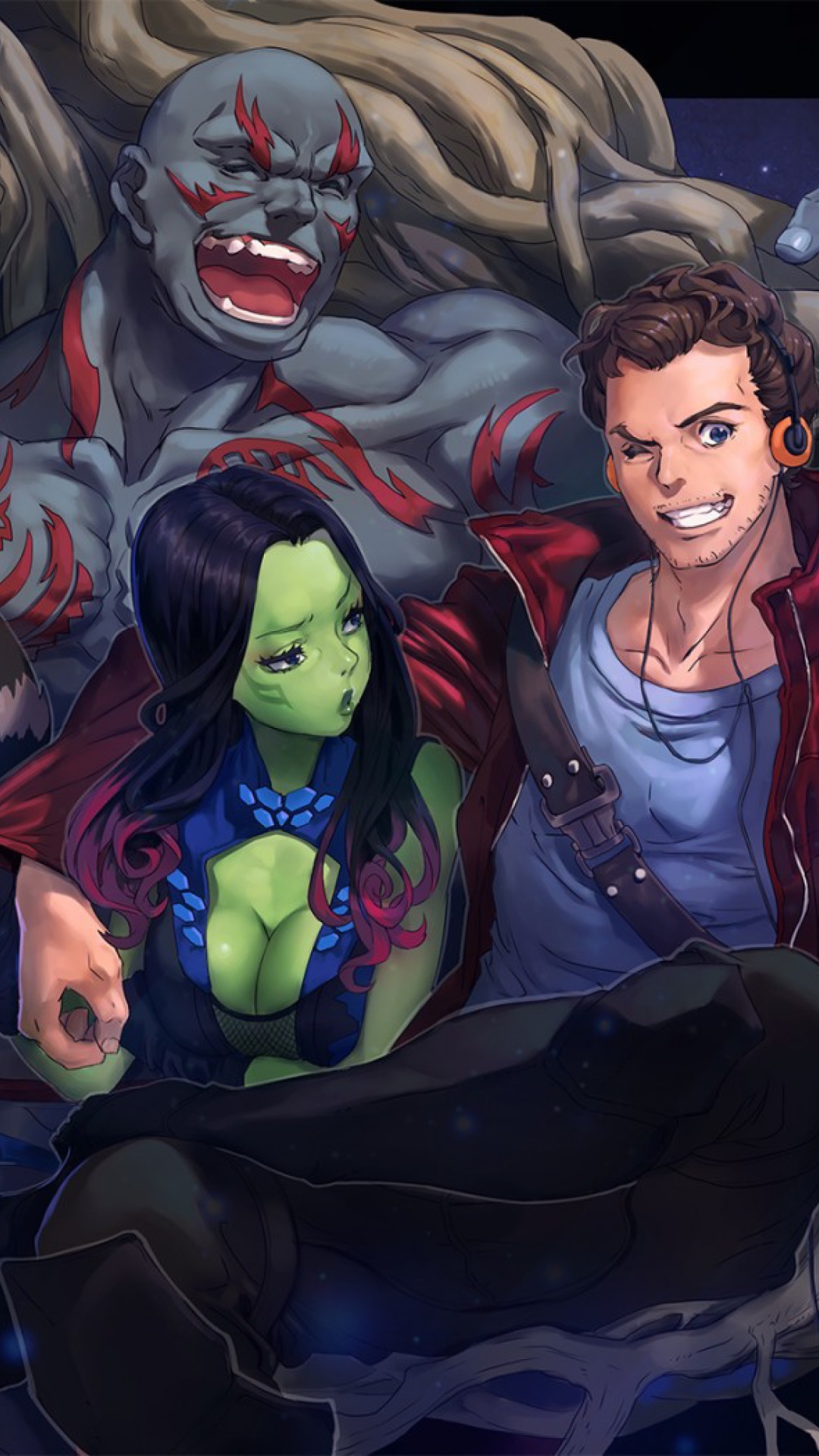 Fondo de pantalla Strange Tales with Gamora and Drax the Destroyer 1080x1920
