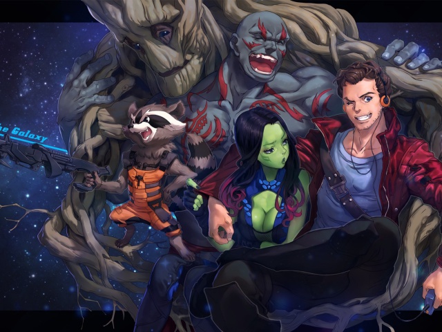 Das Strange Tales with Gamora and Drax the Destroyer Wallpaper 640x480