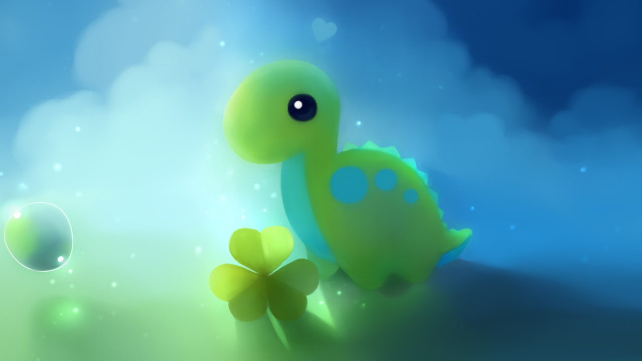 Screenshot №1 pro téma Cute Green Dino 1280x720