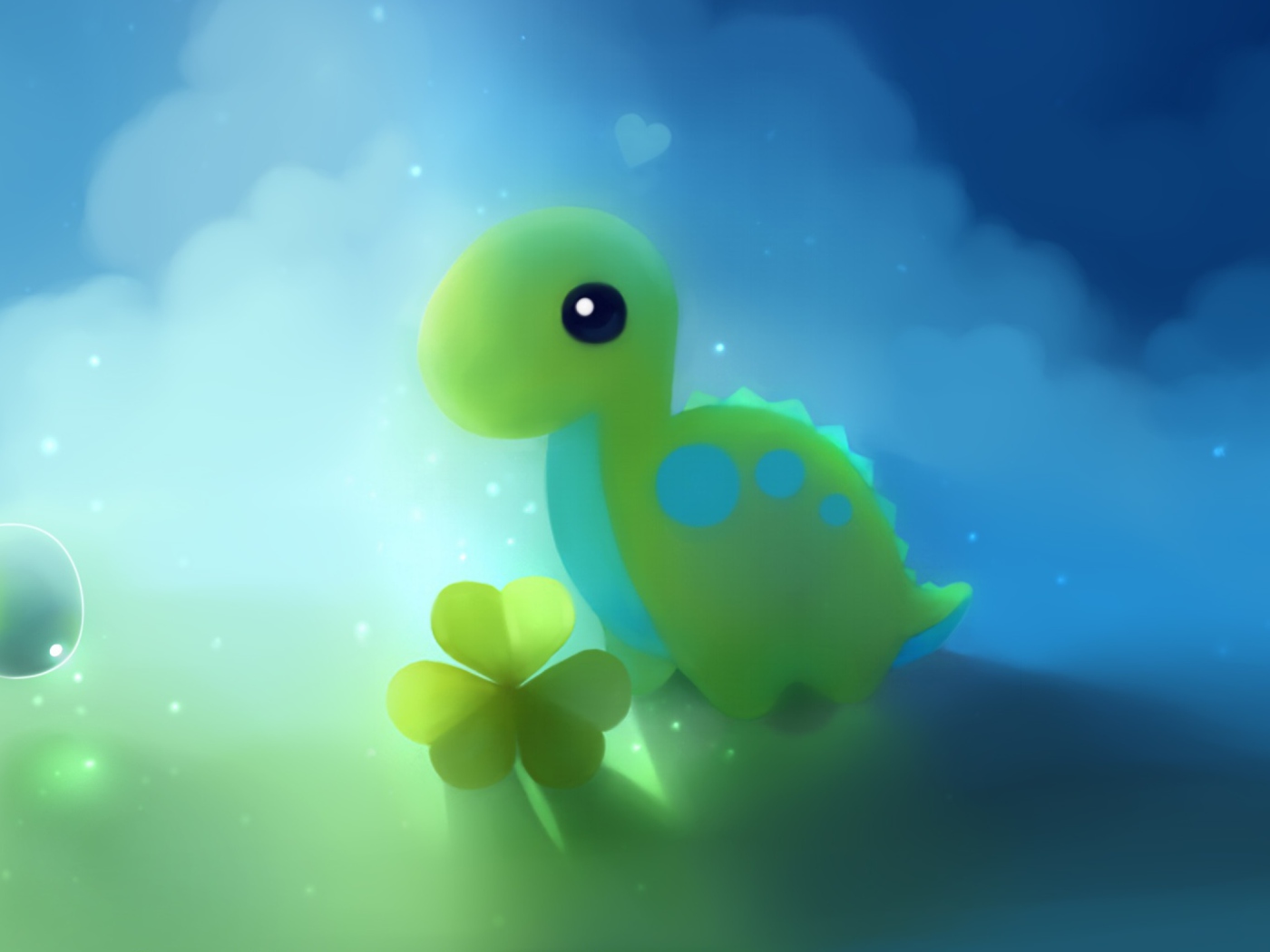 Screenshot №1 pro téma Cute Green Dino 1400x1050