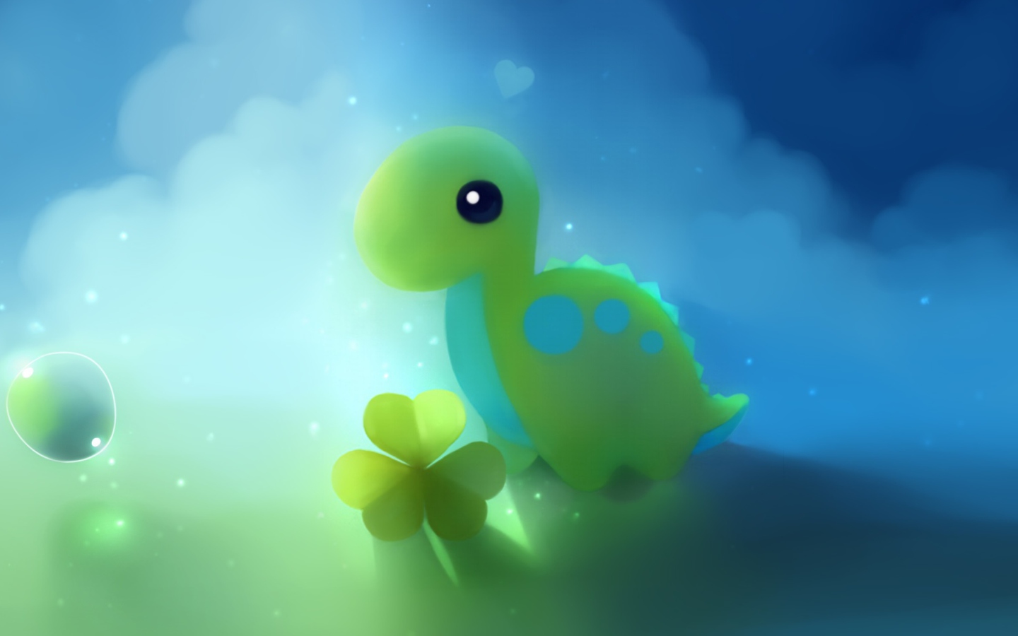 Screenshot №1 pro téma Cute Green Dino 1440x900