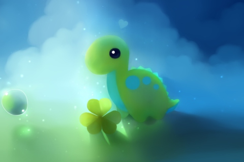 Screenshot №1 pro téma Cute Green Dino 480x320