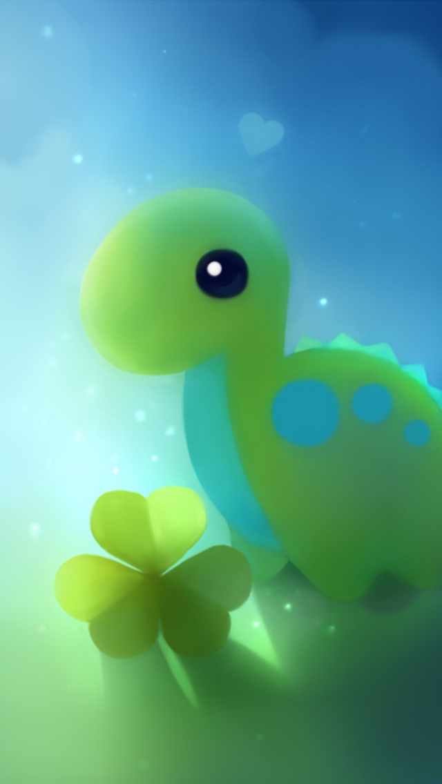 Fondo de pantalla Cute Green Dino 640x1136