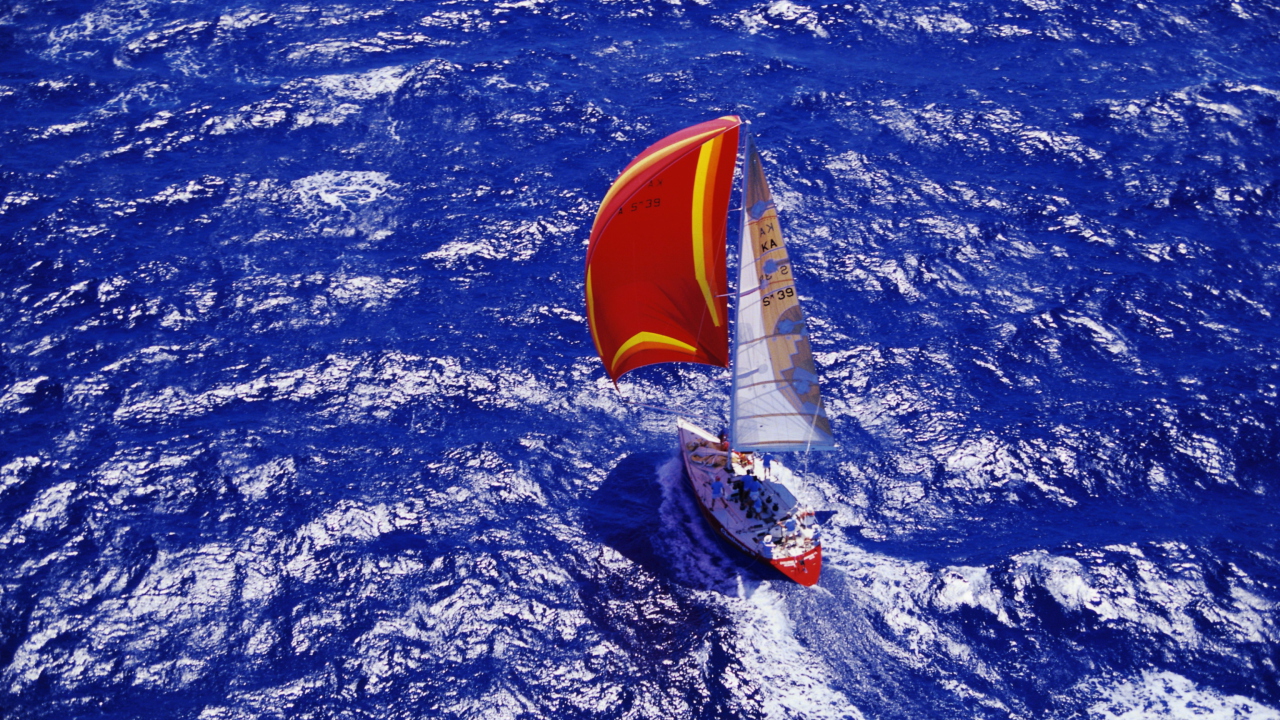 Yacht In Big Blue Sea wallpaper 1280x720