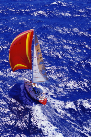 Screenshot №1 pro téma Yacht In Big Blue Sea 320x480