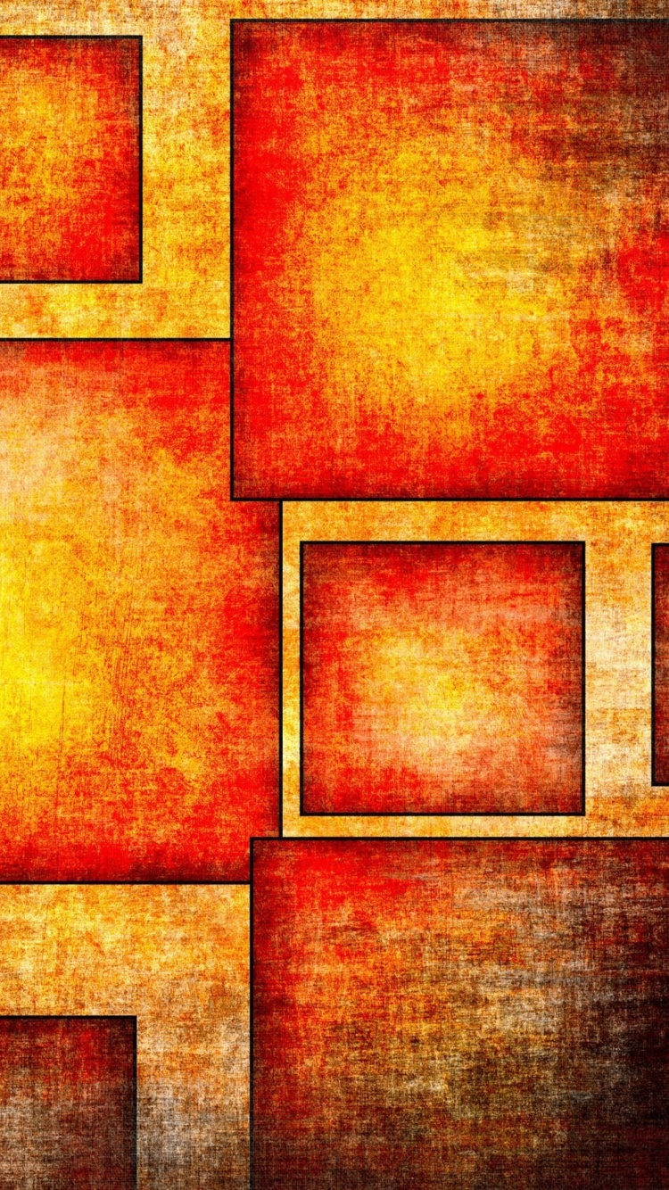 Обои Orange squares patterns 750x1334