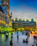 Grand place by night in Brussels wallpaper 128x160