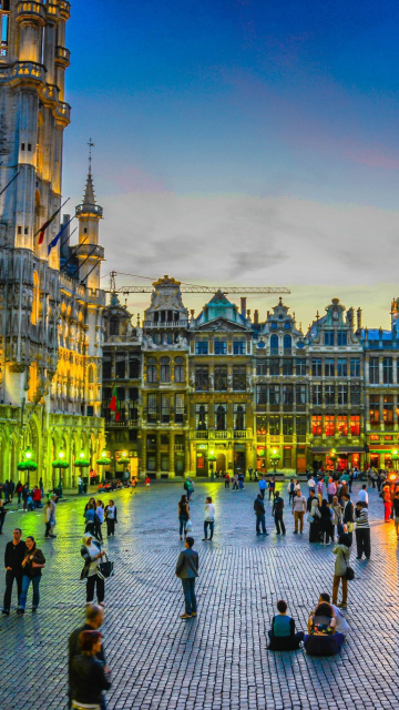 Fondo de pantalla Grand place by night in Brussels 360x640