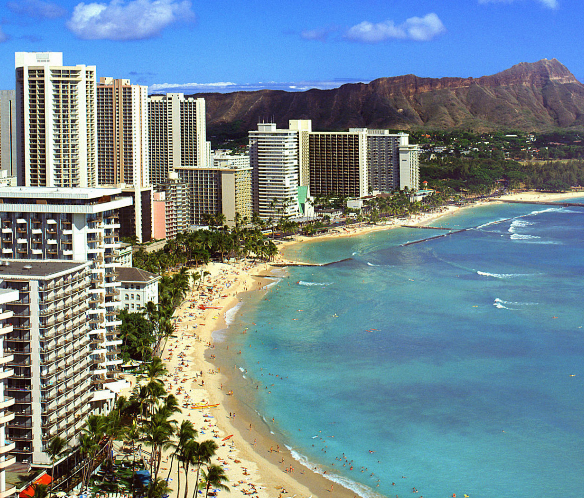 Beach With Skyscrapers wallpaper 1200x1024