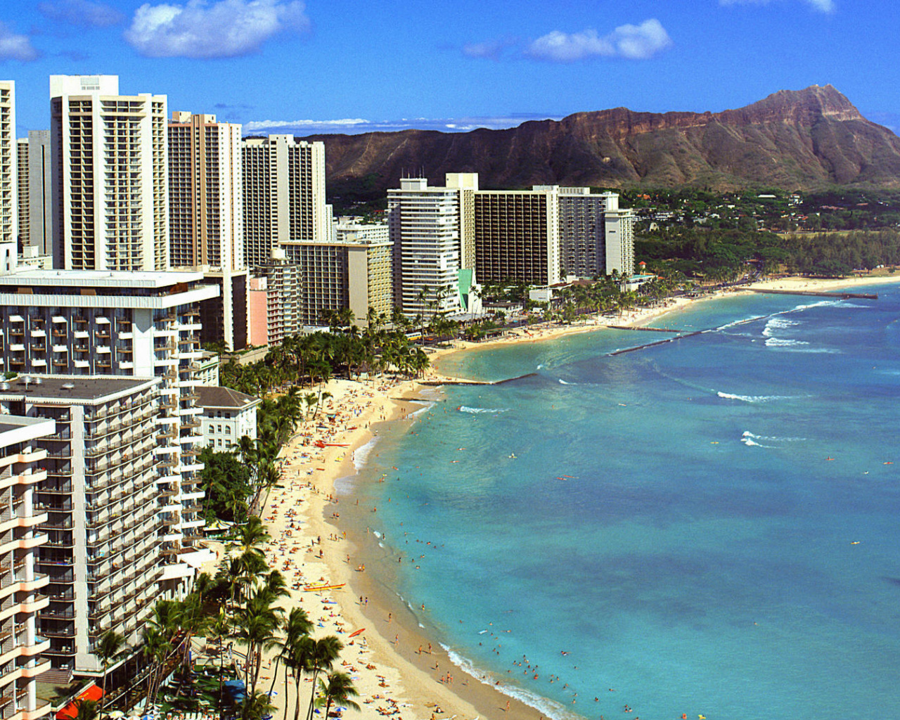 Beach With Skyscrapers wallpaper 1280x1024