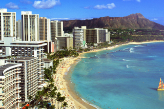 Free Beach With Skyscrapers Picture for Android, iPhone and iPad