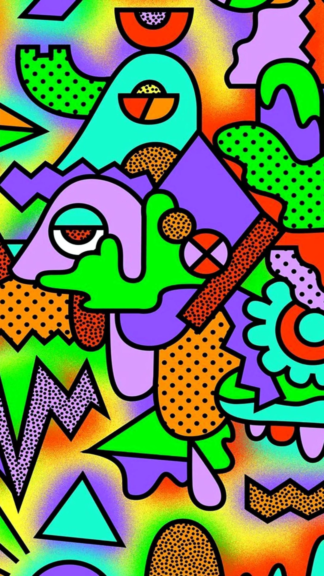 Sfondi Crazy Neon Heads 1080x1920