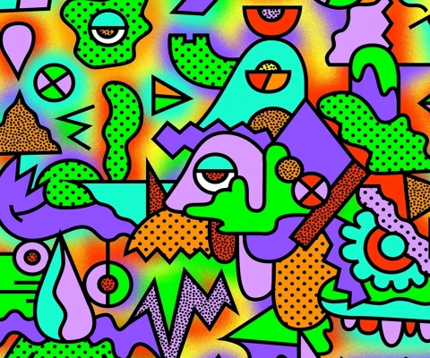 Sfondi Crazy Neon Heads 480x400