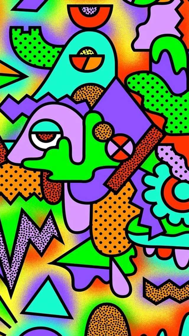 Crazy Neon Heads wallpaper 640x1136
