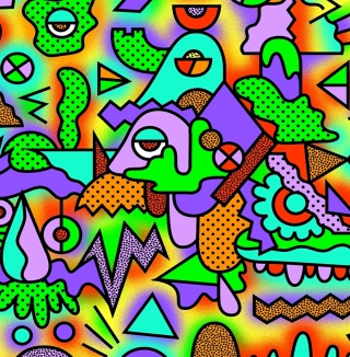 Kostenloses Crazy Neon Heads Wallpaper für 208x208