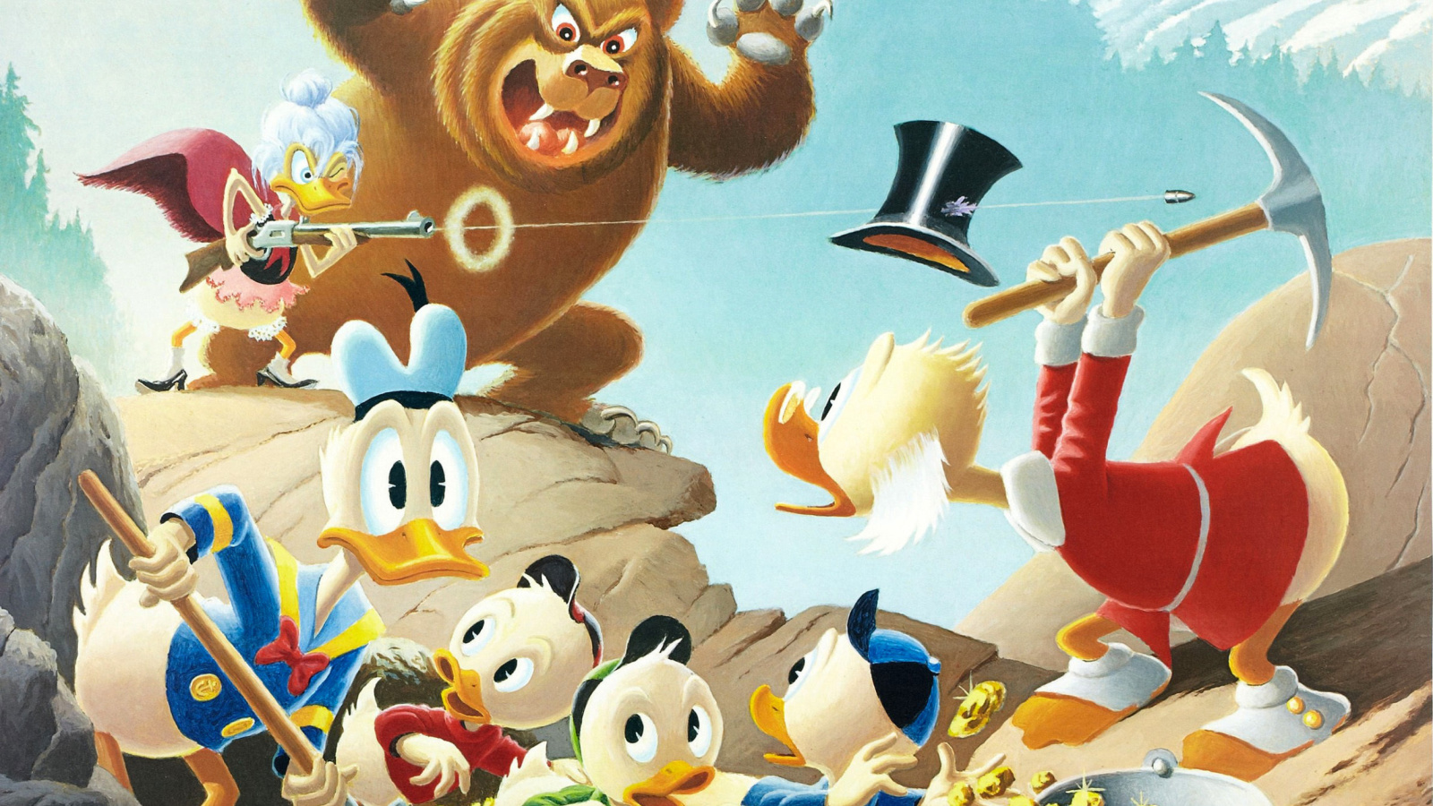 Обои DuckTales, Scrooge McDuck, Huey, Dewey, and Louie 1600x900