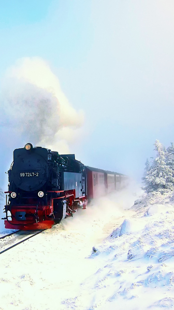 Обои Winter Train Ride 360x640