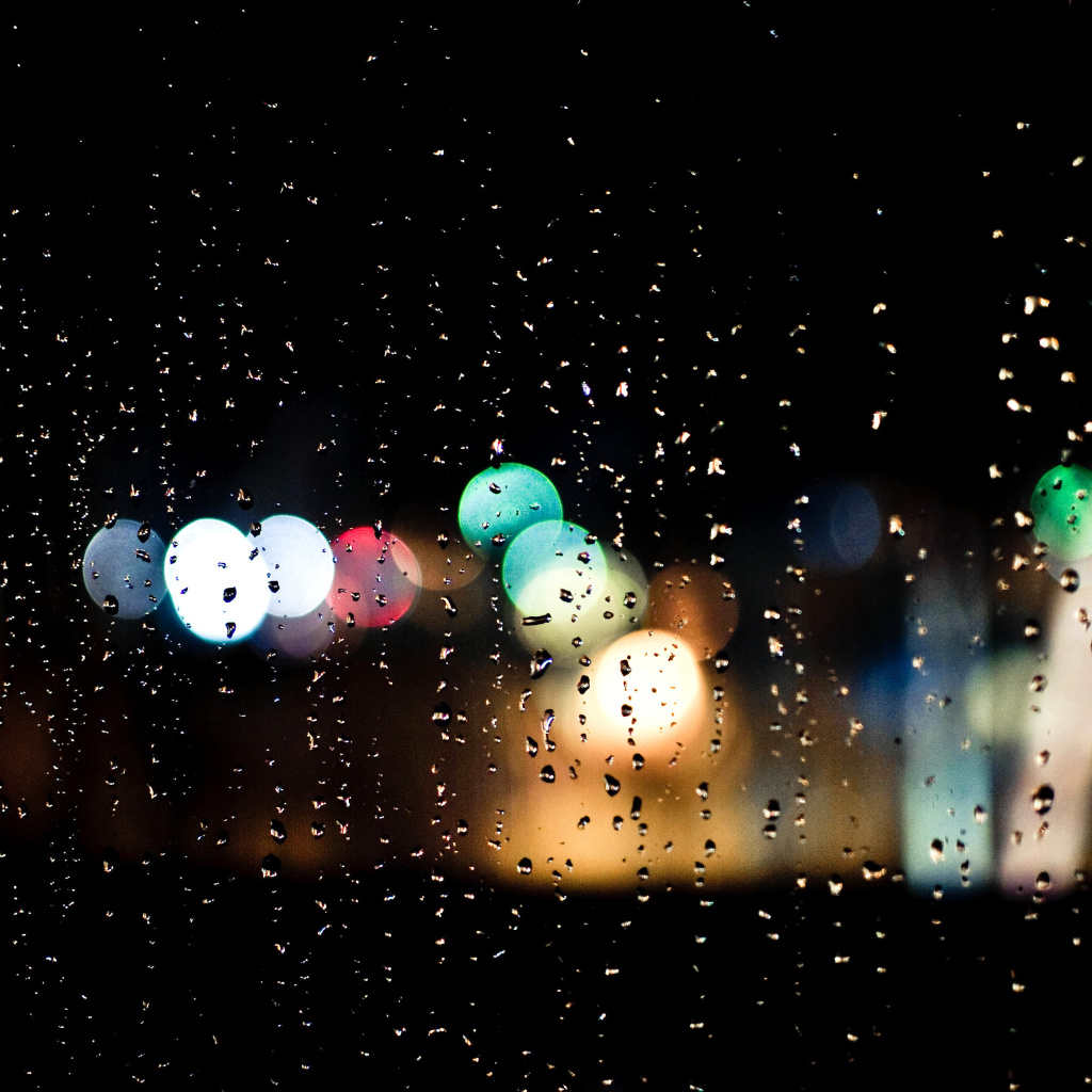 Обои Raindrops on Window Bokeh Photo 1024x1024
