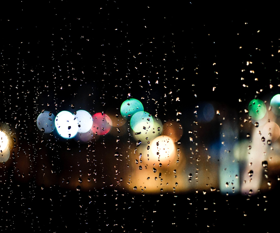 Das Raindrops on Window Bokeh Photo Wallpaper 960x800