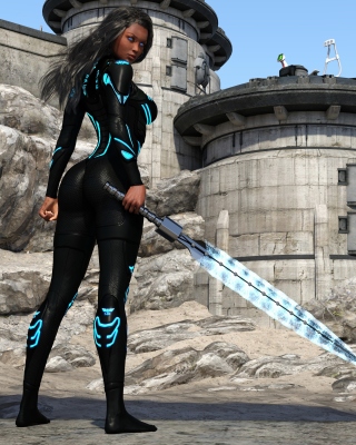 Kendra Warrior with sword - Obrázkek zdarma pro iPhone 4
