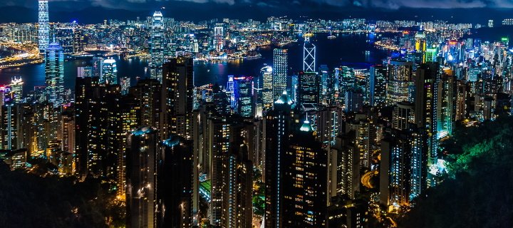 Fondo de pantalla Victoria Peak Hong Kong 720x320
