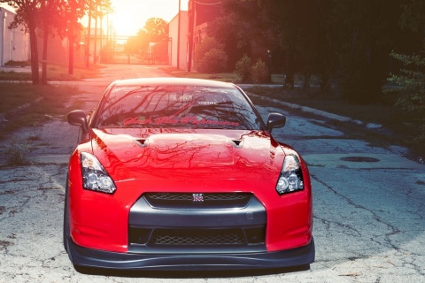 Sfondi Red Nissan GTR Japanese Sport Car 480x320