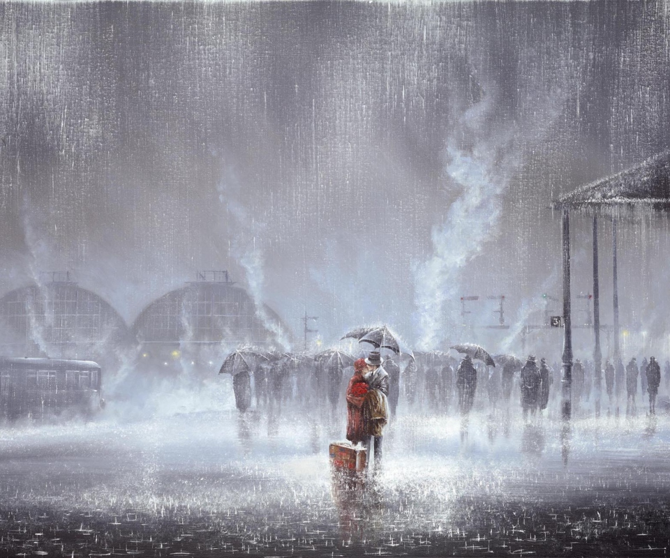 Couple Under Umbrella Painting screenshot #1 960x800