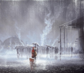 Couple Under Umbrella Painting - Obrázkek zdarma pro 1024x1024