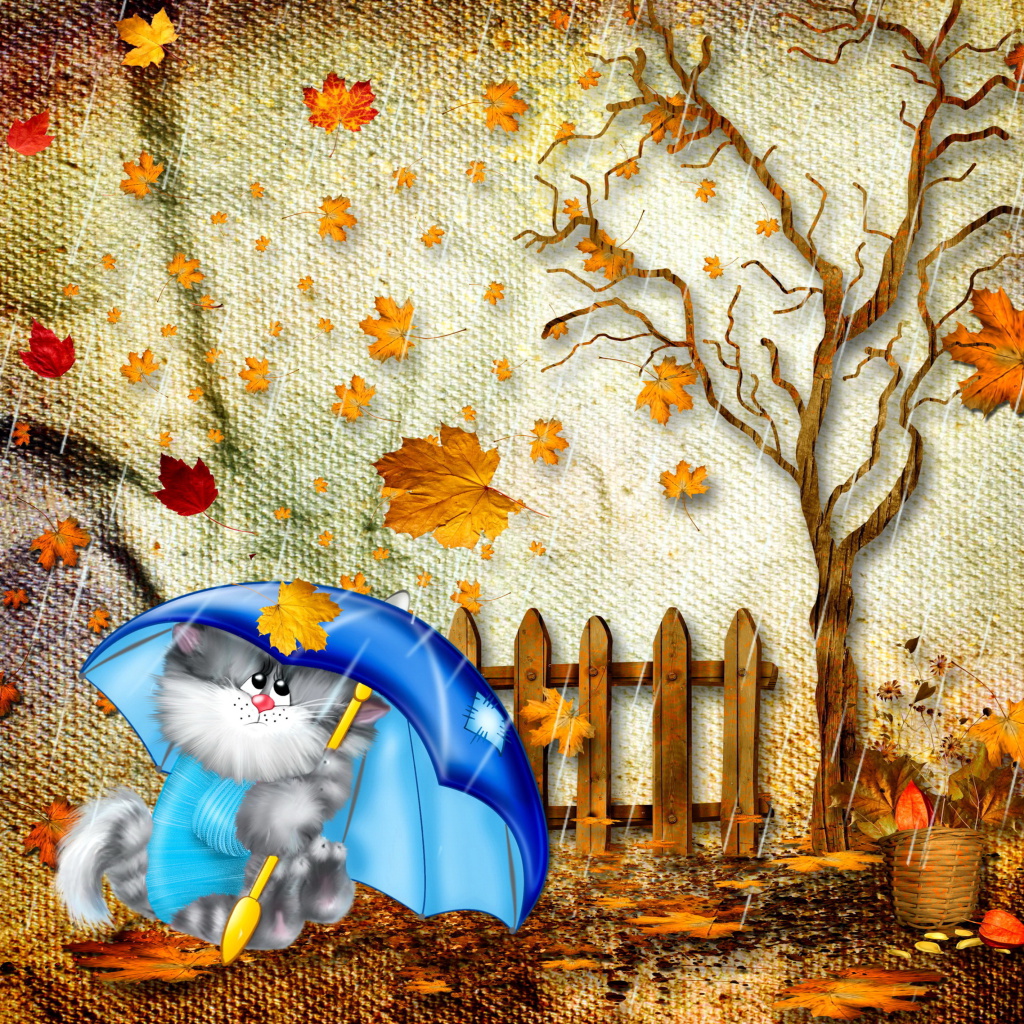 Autumn Cat wallpaper 1024x1024
