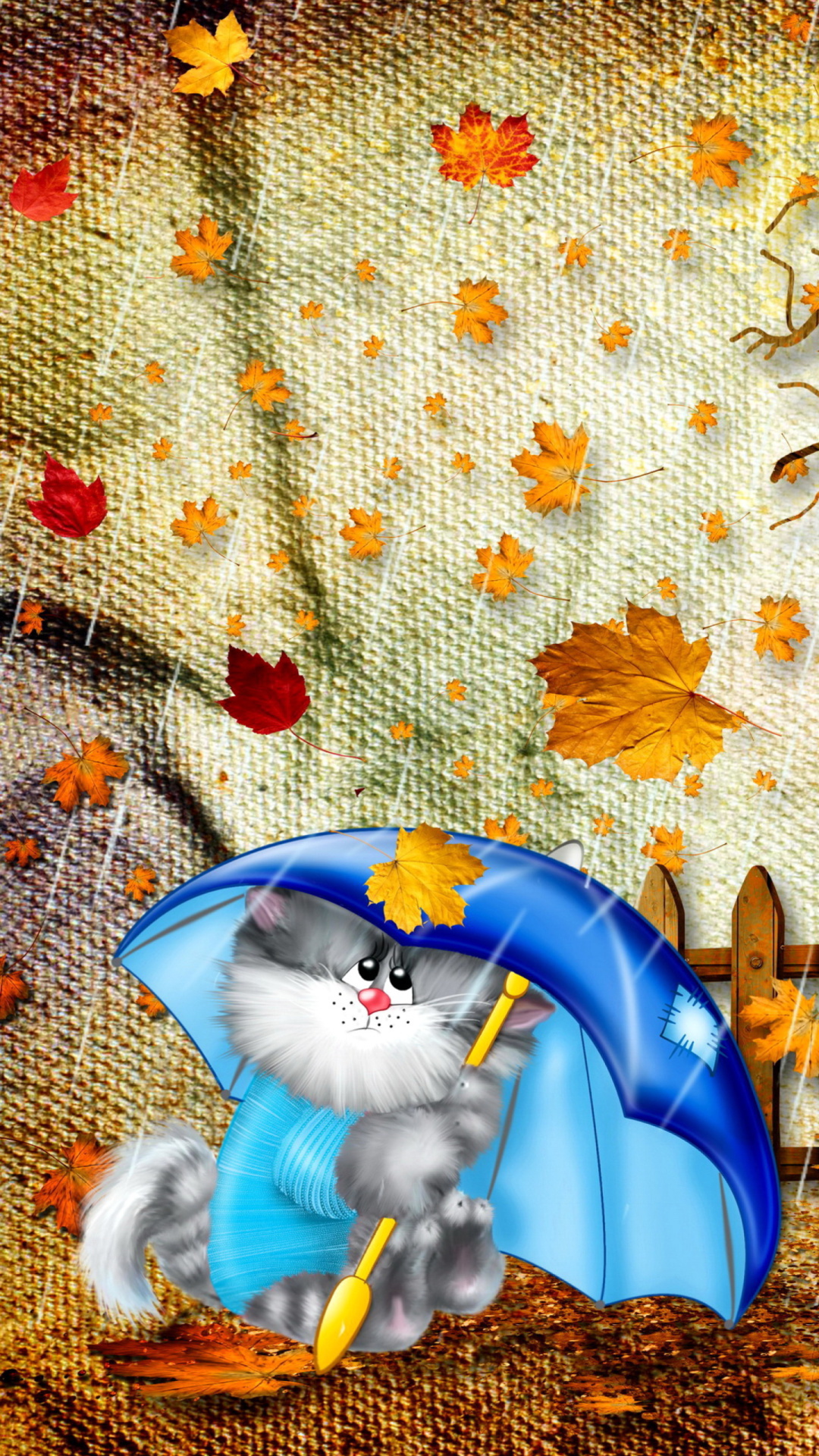Autumn Cat wallpaper 1080x1920