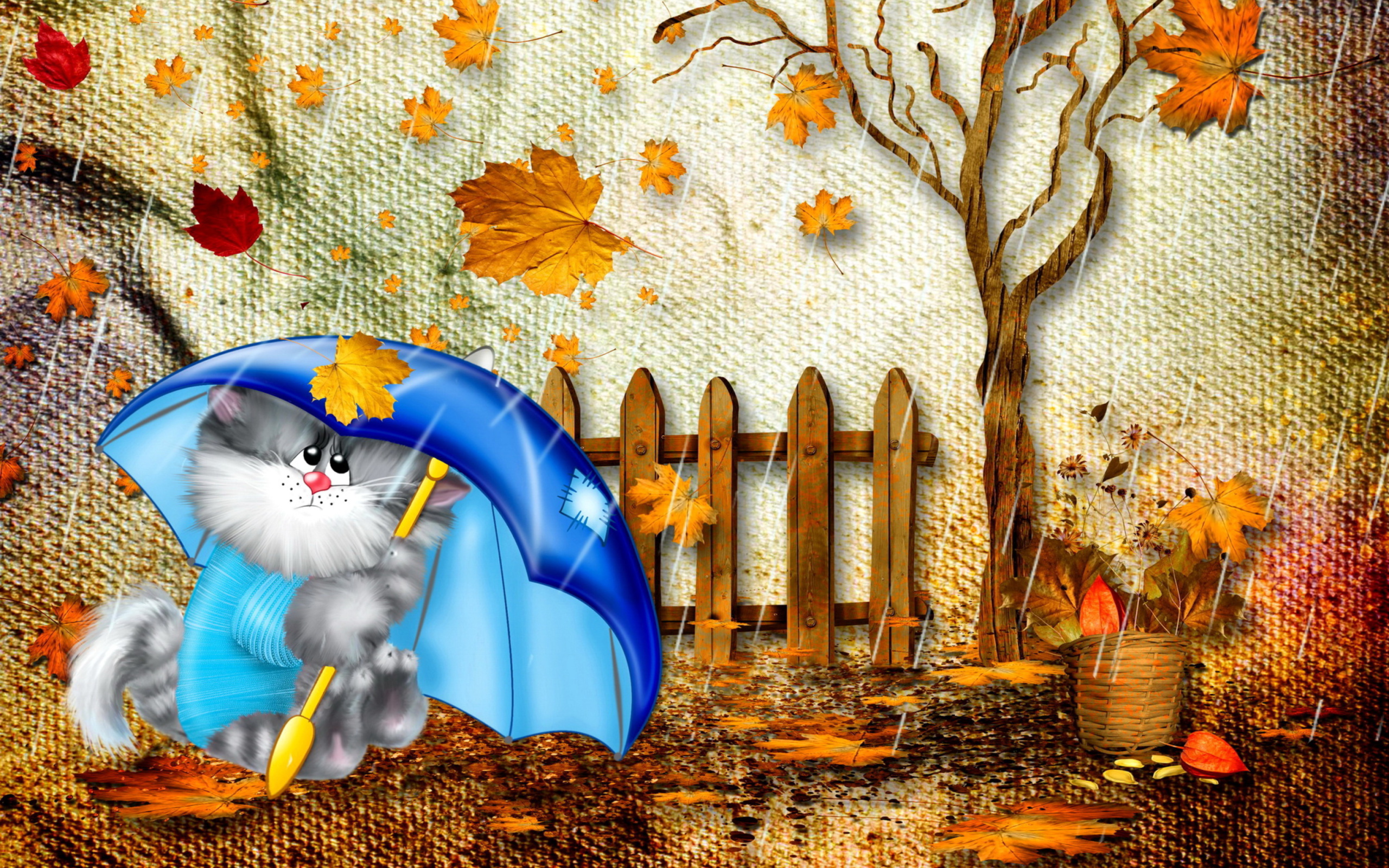 Fondo de pantalla Autumn Cat 2560x1600