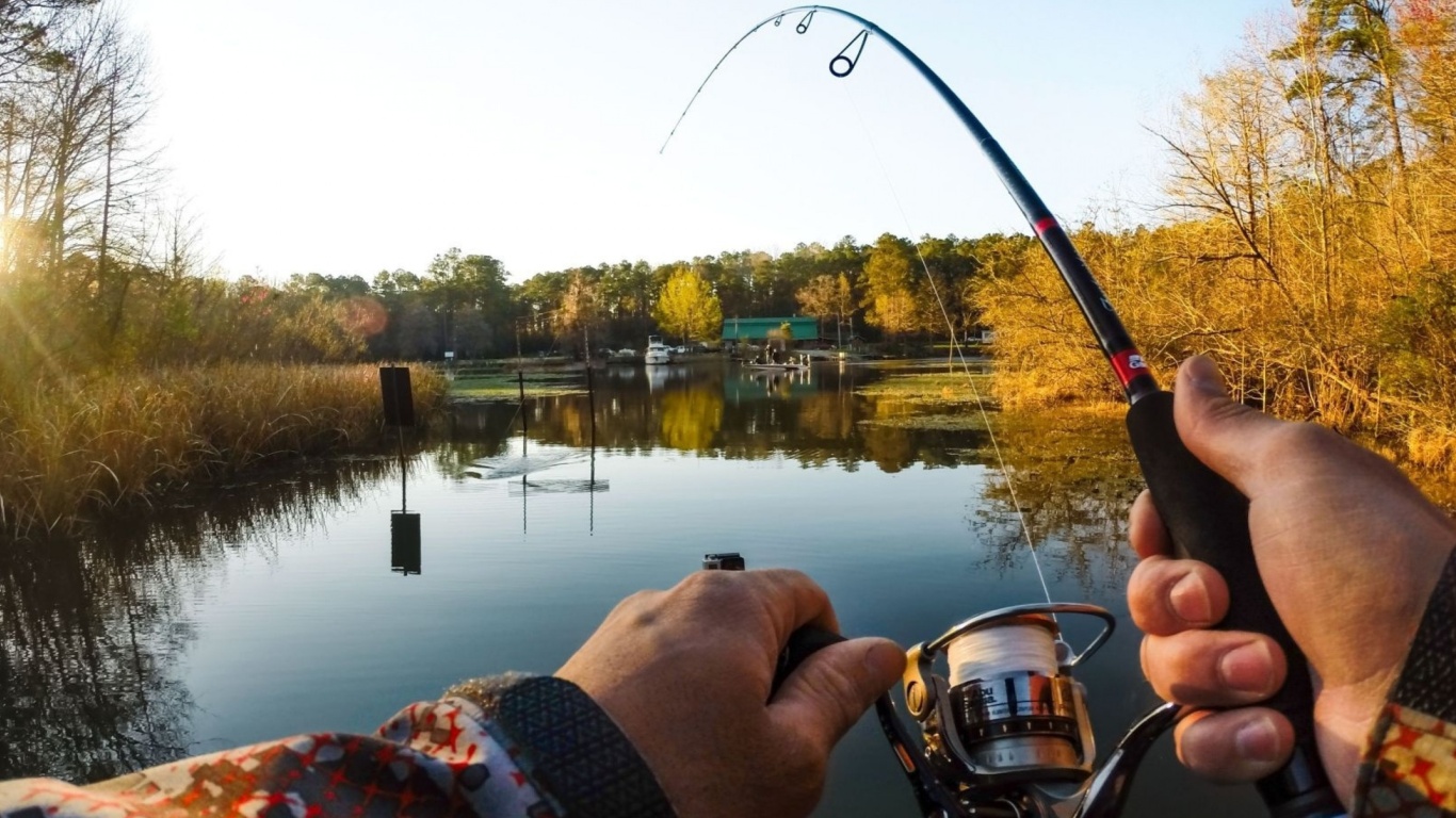 Fishing in autumn wallpaper 1366x768