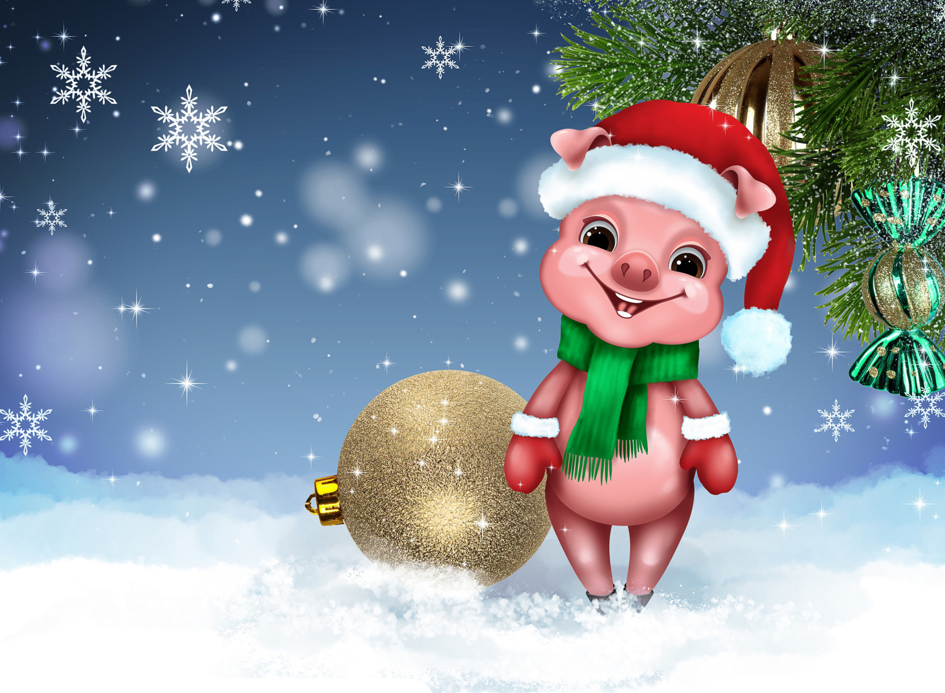 Обои 2019 Pig New Year Chinese Astrology 1920x1408