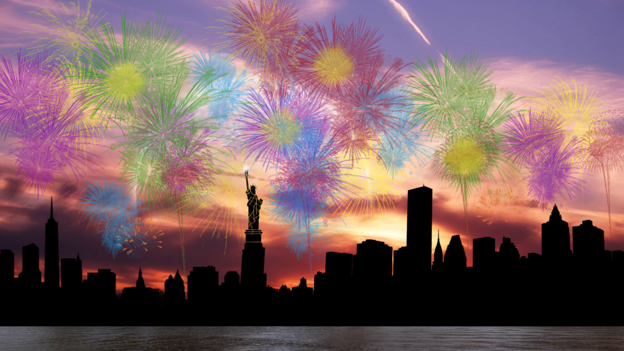 Screenshot №1 pro téma Fireworks Above Statue Of Liberty 1280x720