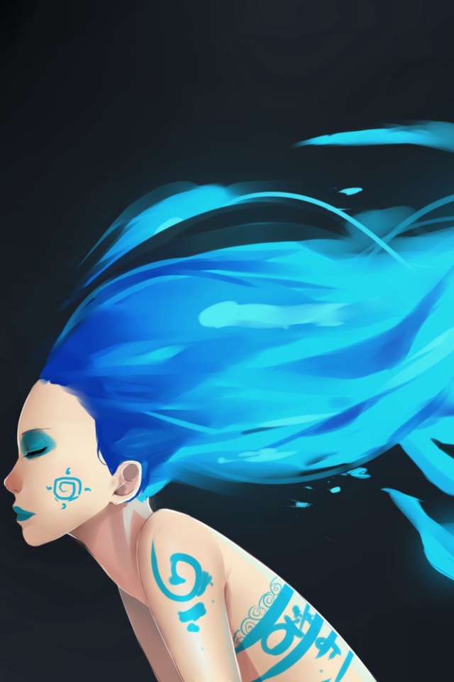 Screenshot №1 pro téma Girl With Blue Hair Art 640x960