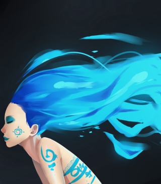 Girl With Blue Hair Art - Obrázkek zdarma pro 360x640