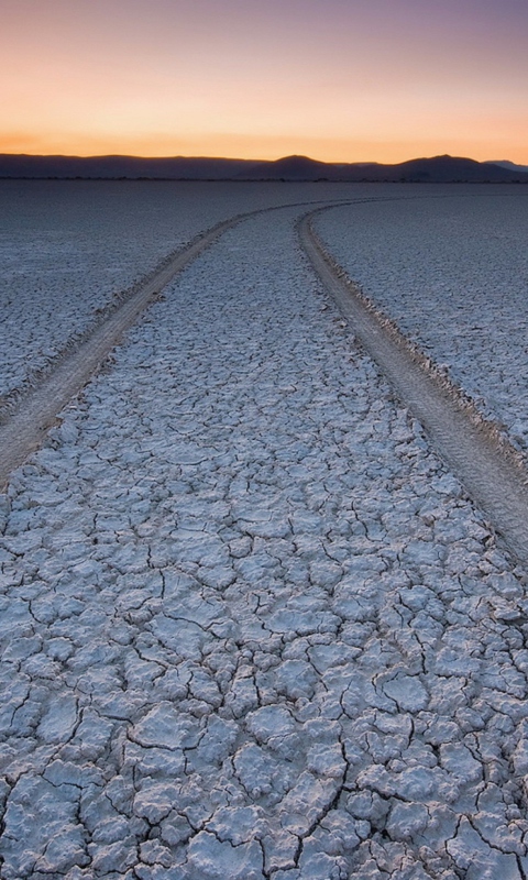 Das Car Trail Through Desert Wallpaper 480x800