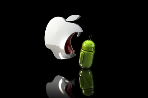 Обои Apple Against Android 480x320