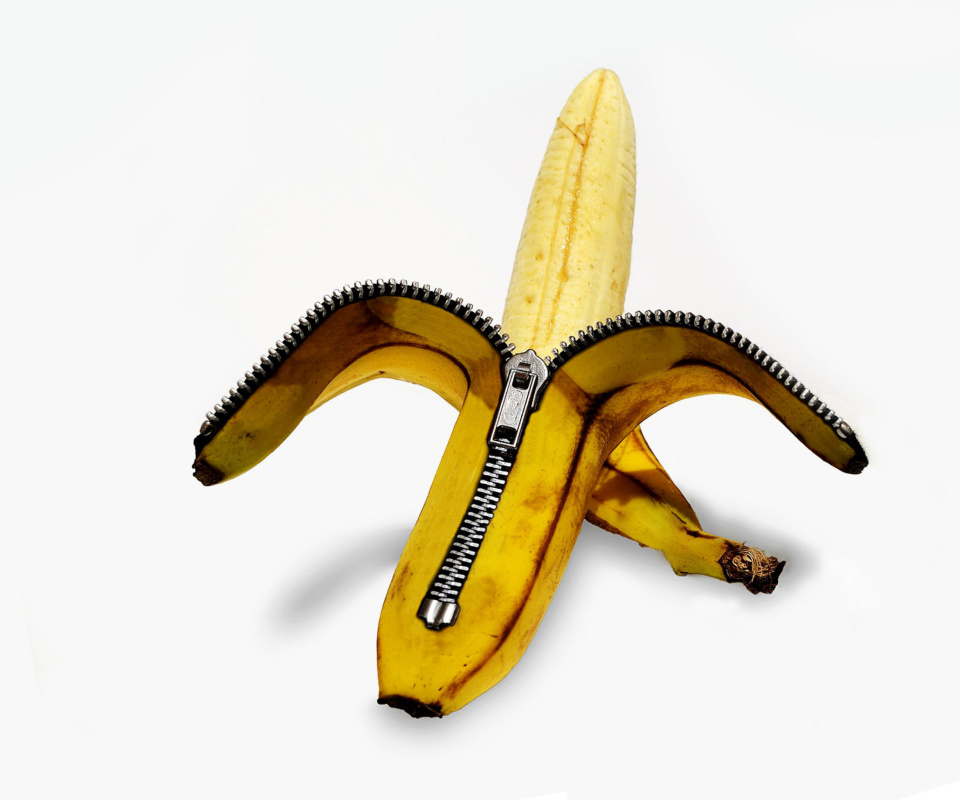 Funny banana as zipper wallpaper 960x800