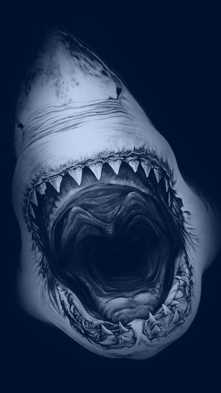 Sfondi Terrifying Mouth of Shark 750x1334