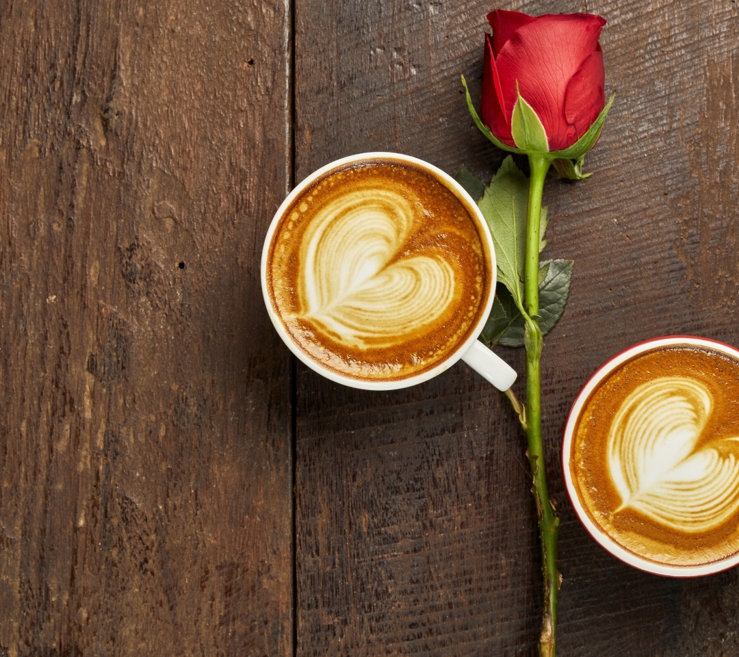 Das Romantic Coffee and Rose Wallpaper 1080x960