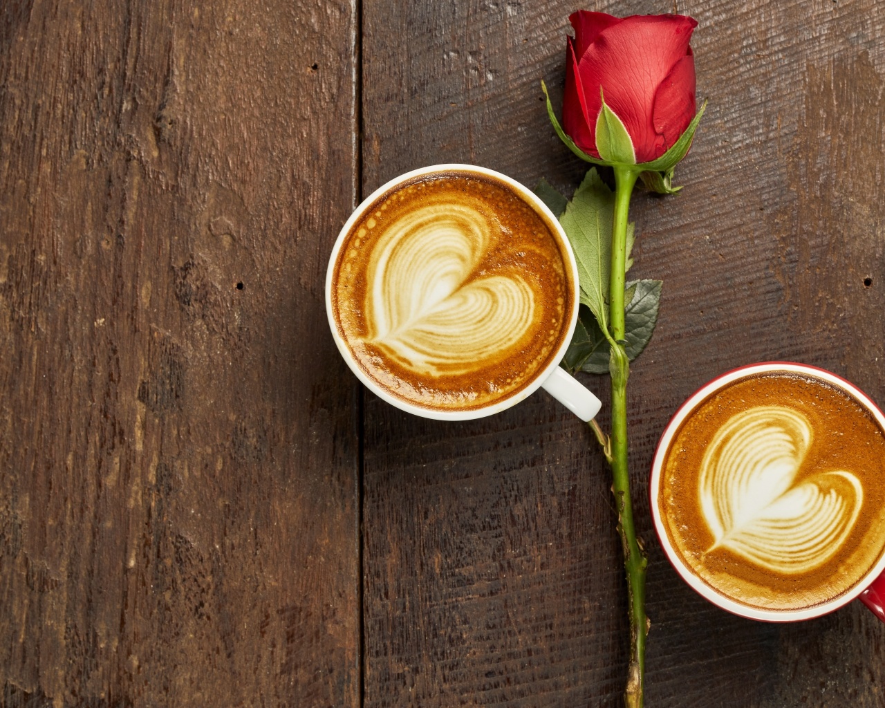 Fondo de pantalla Romantic Coffee and Rose 1280x1024