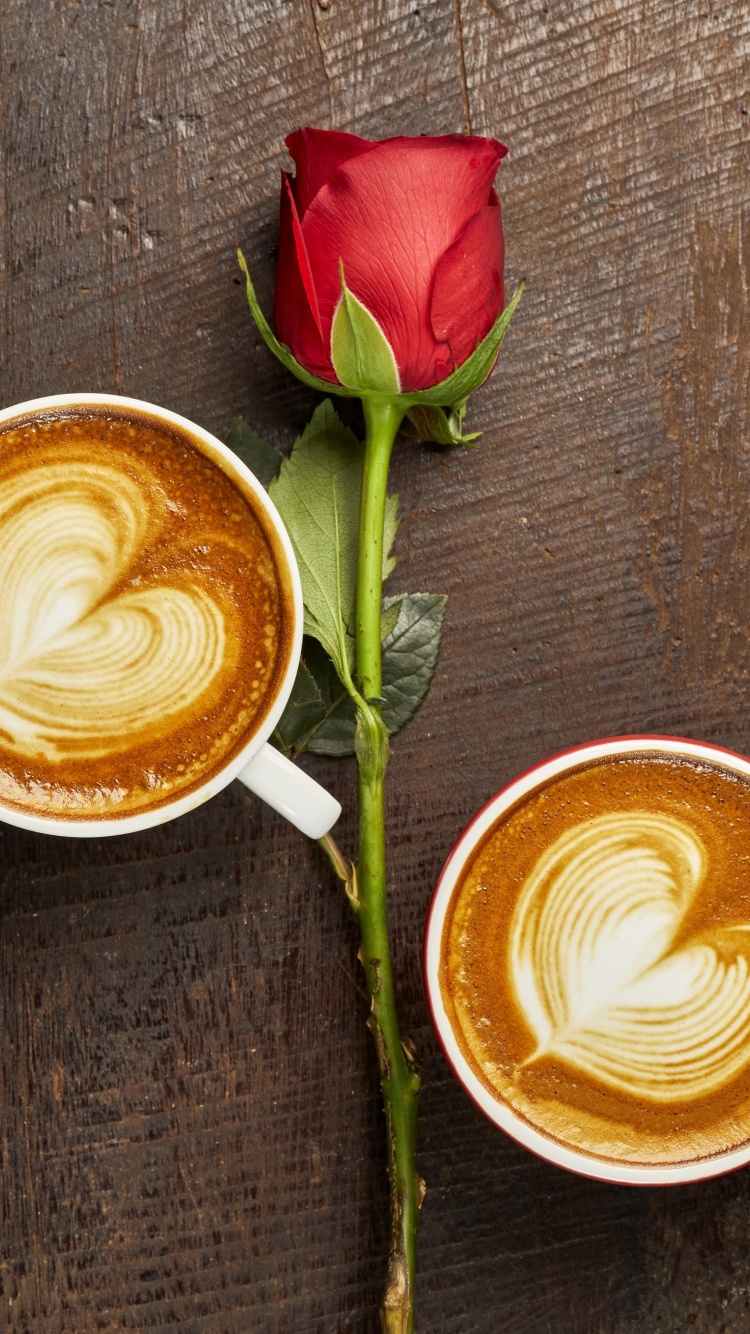 Romantic Coffee and Rose wallpaper 750x1334