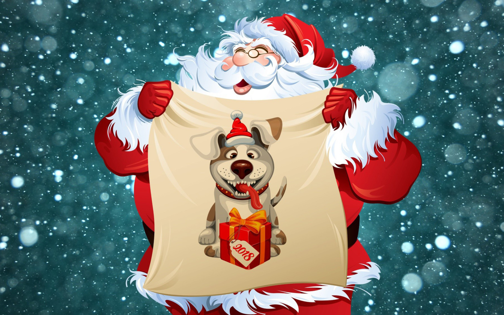 Screenshot №1 pro téma Happy New Year 2018 with Dog and Santa 1680x1050
