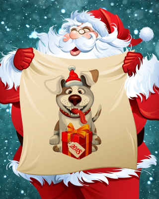 Happy New Year 2018 with Dog and Santa sfondi gratuiti per 768x1280