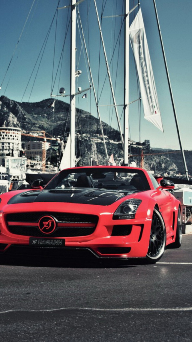 Red Mercedes Benz Sls Amg screenshot #1 640x1136
