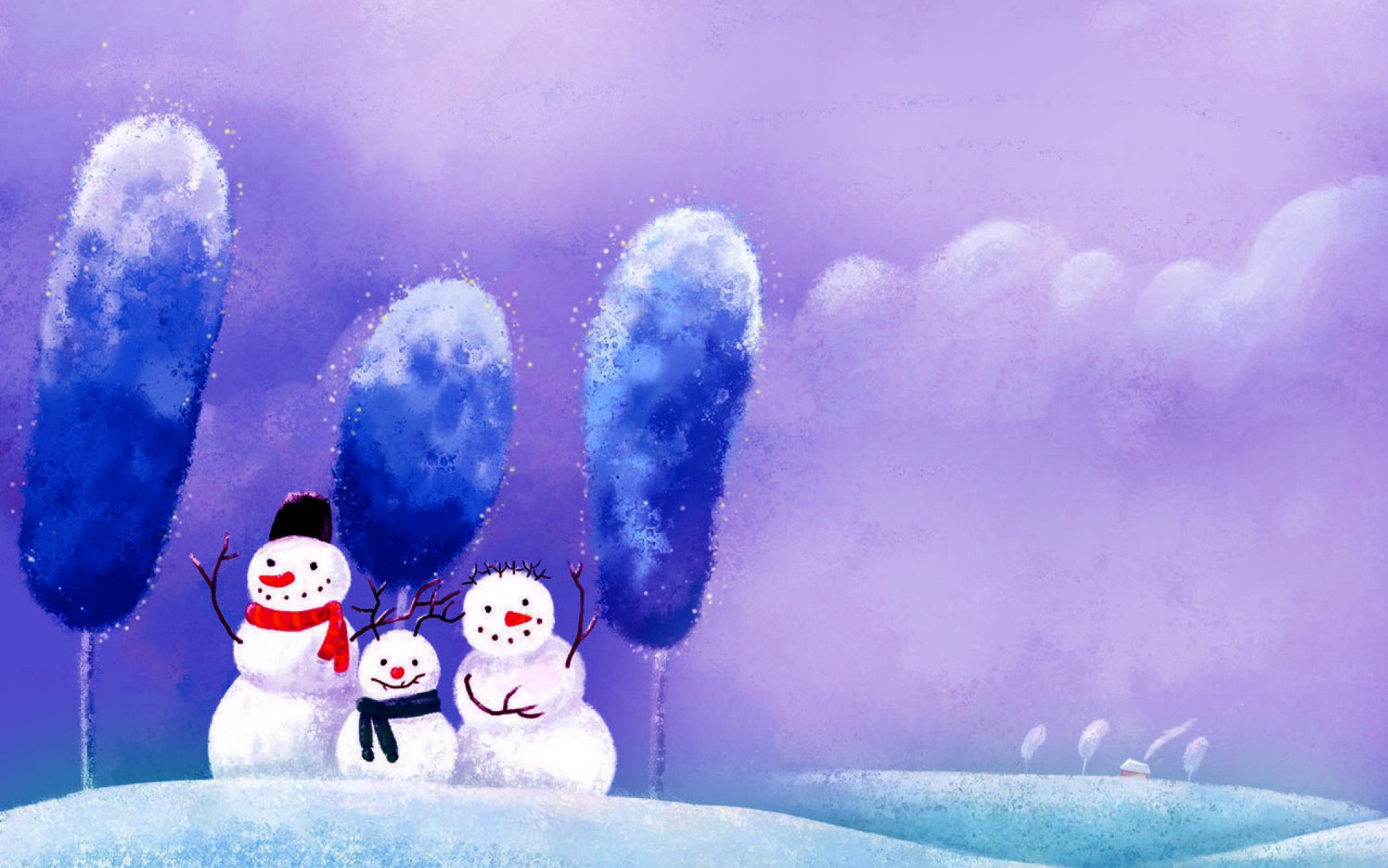 Das Funny Snowmen Wallpaper 1920x1200